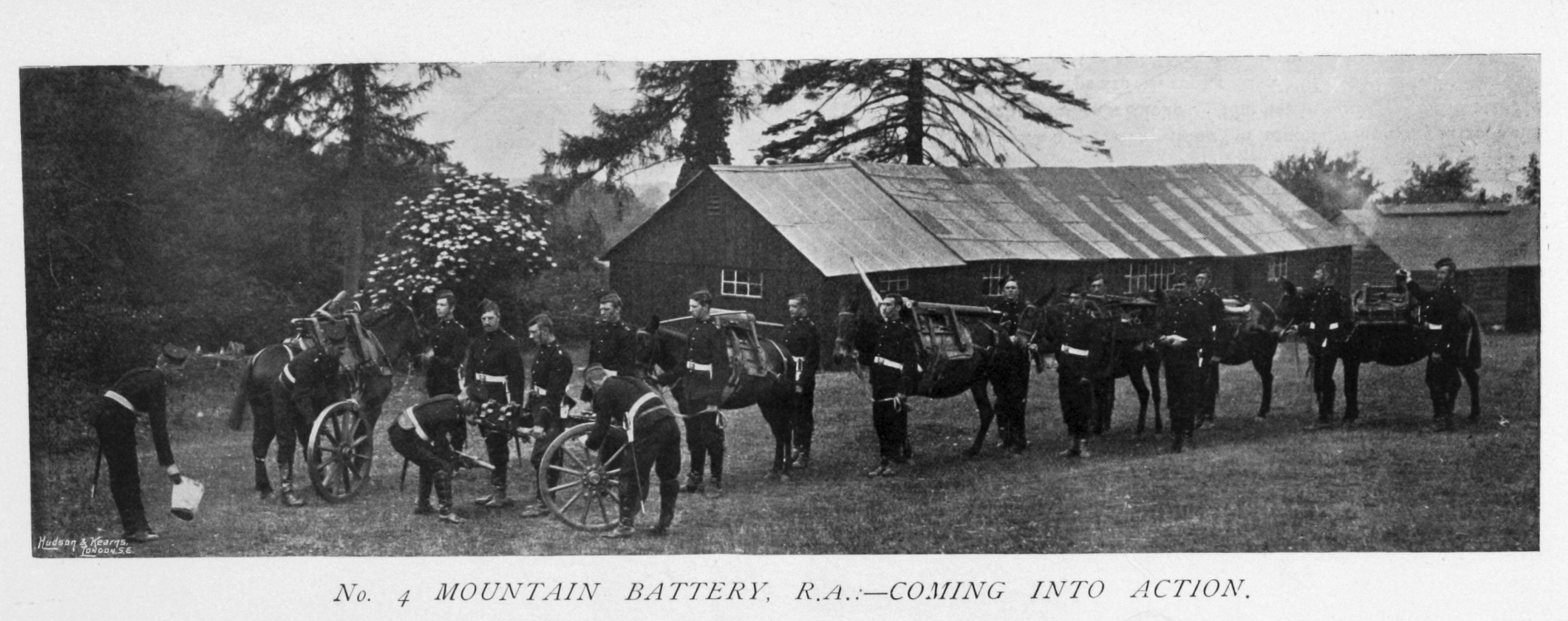 No. 4 Mountain Battery R.A - Coming into Action. Navy &amp; Army Illustrated magazine, 1896.