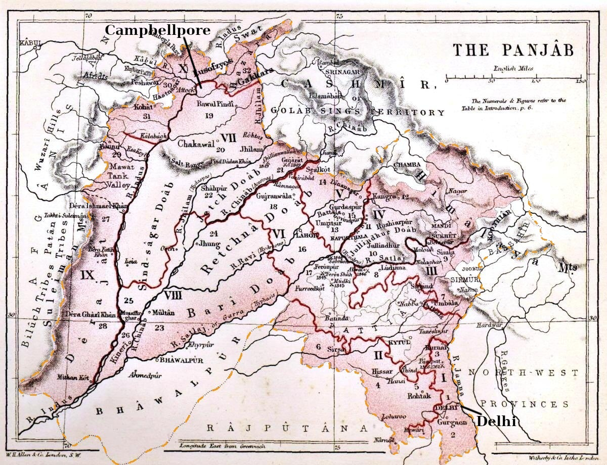 Map of north-west India, late 19C.